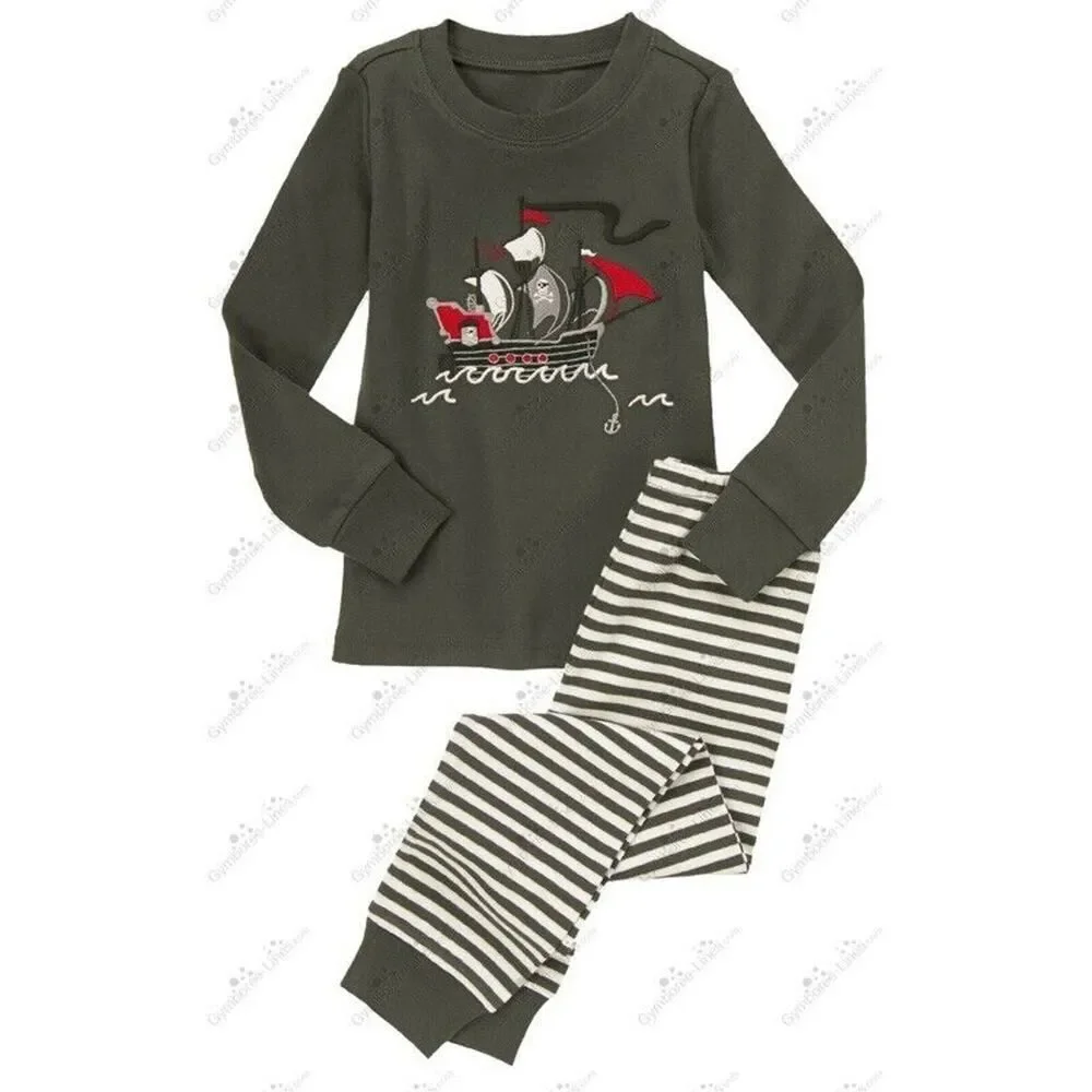 2 Piece Set Gymboree Pirate Pajamas Boys Cotton Snug Fitting Pjs Sleep Lounge 2T